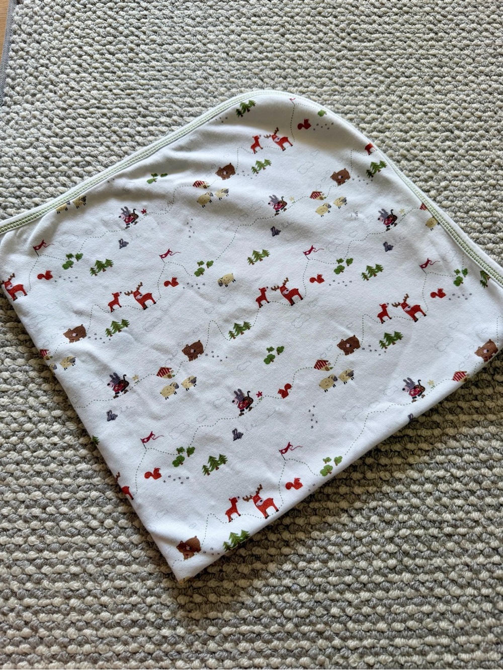 Kissy Kissy Reversible 100% Pima Cotton Baby Blanket | Woodland Print